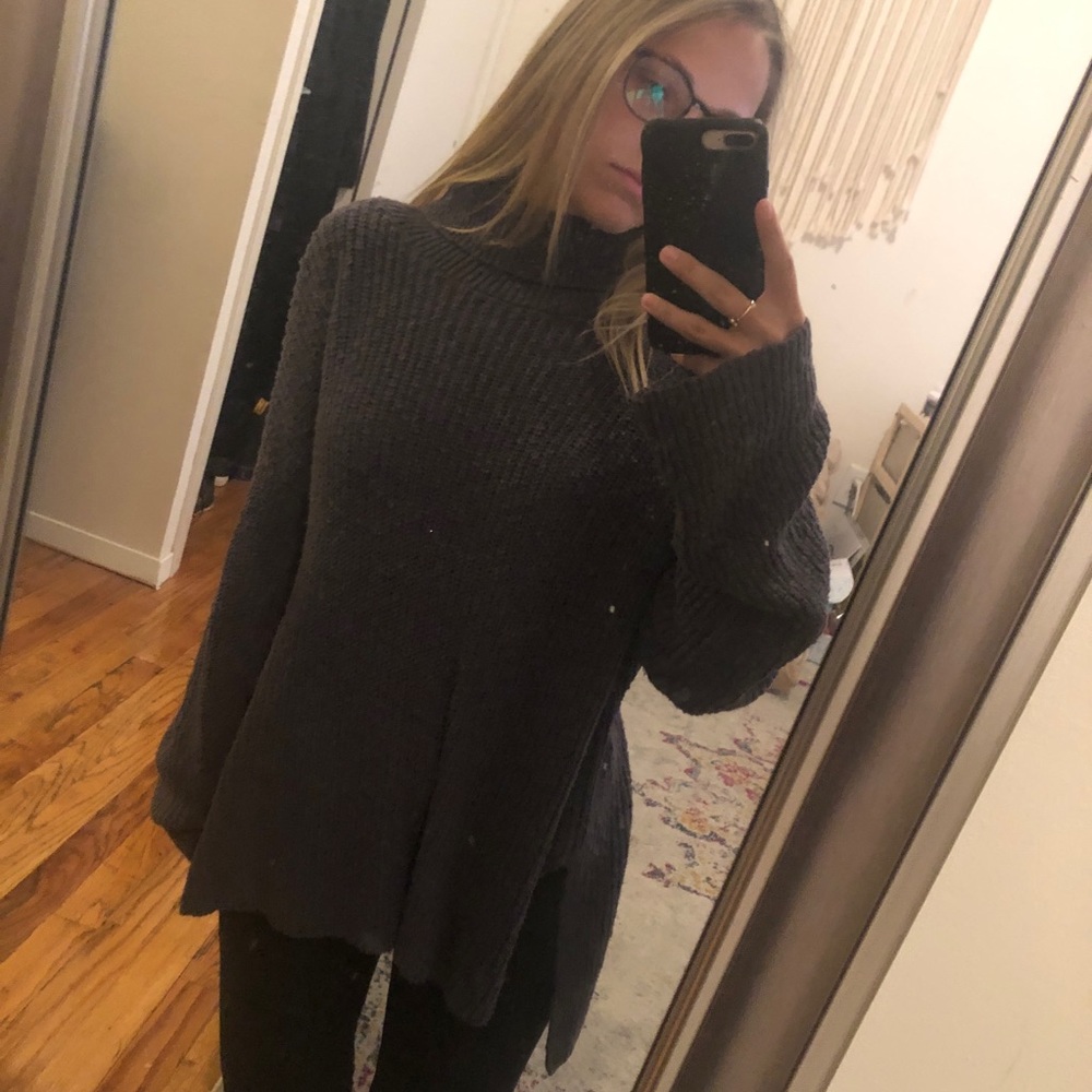 Grey Turtleneck Sweater